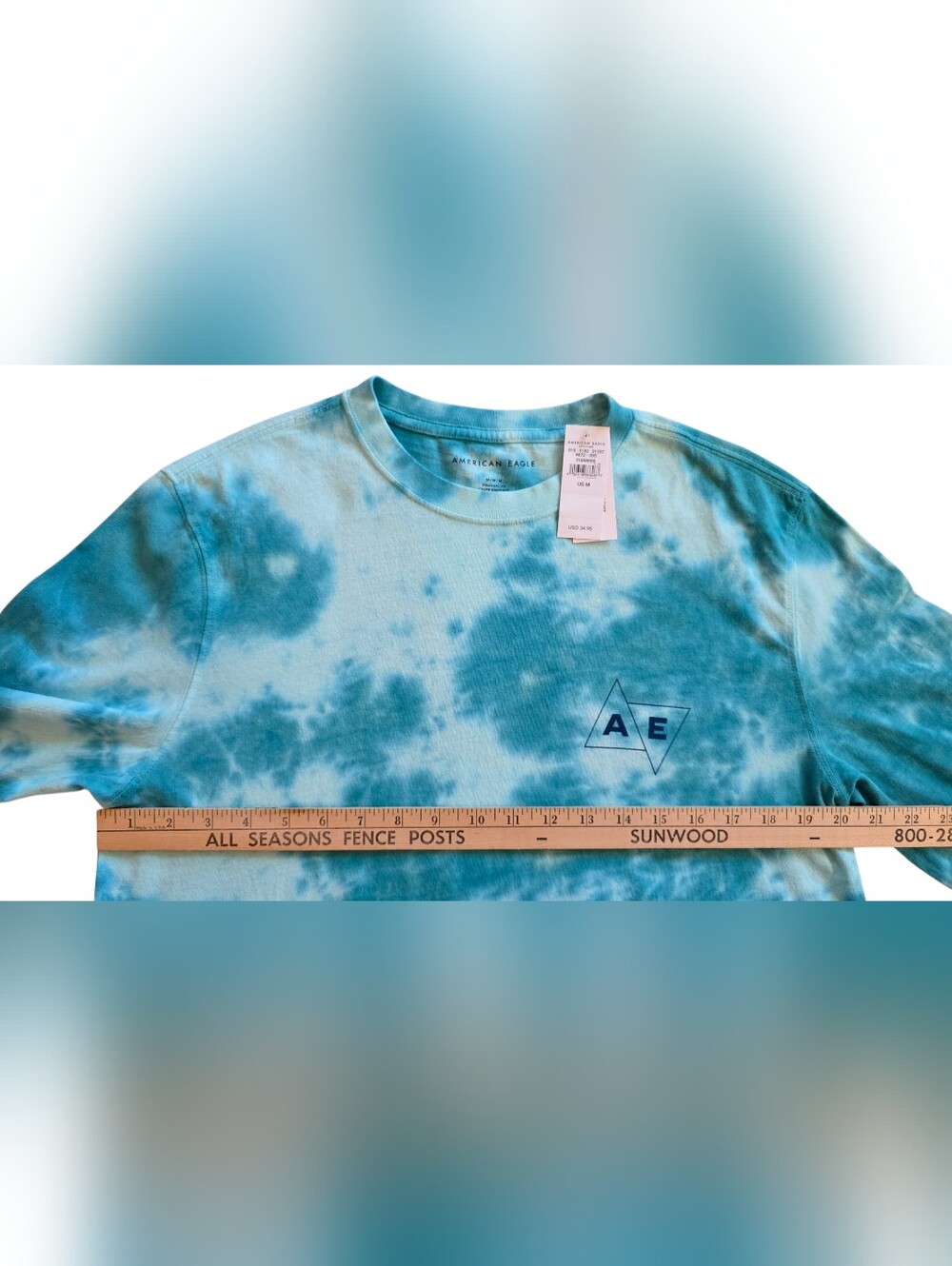 American Eagle Medium Blue Tourquoise Tie Dye Tee Shirt NWT - Picture 7 of 9
